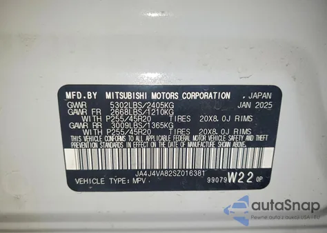2025 Mitsubishi Outlander Se z USA, uszkodzony, nr VIN JA4J4VA82SZ016381